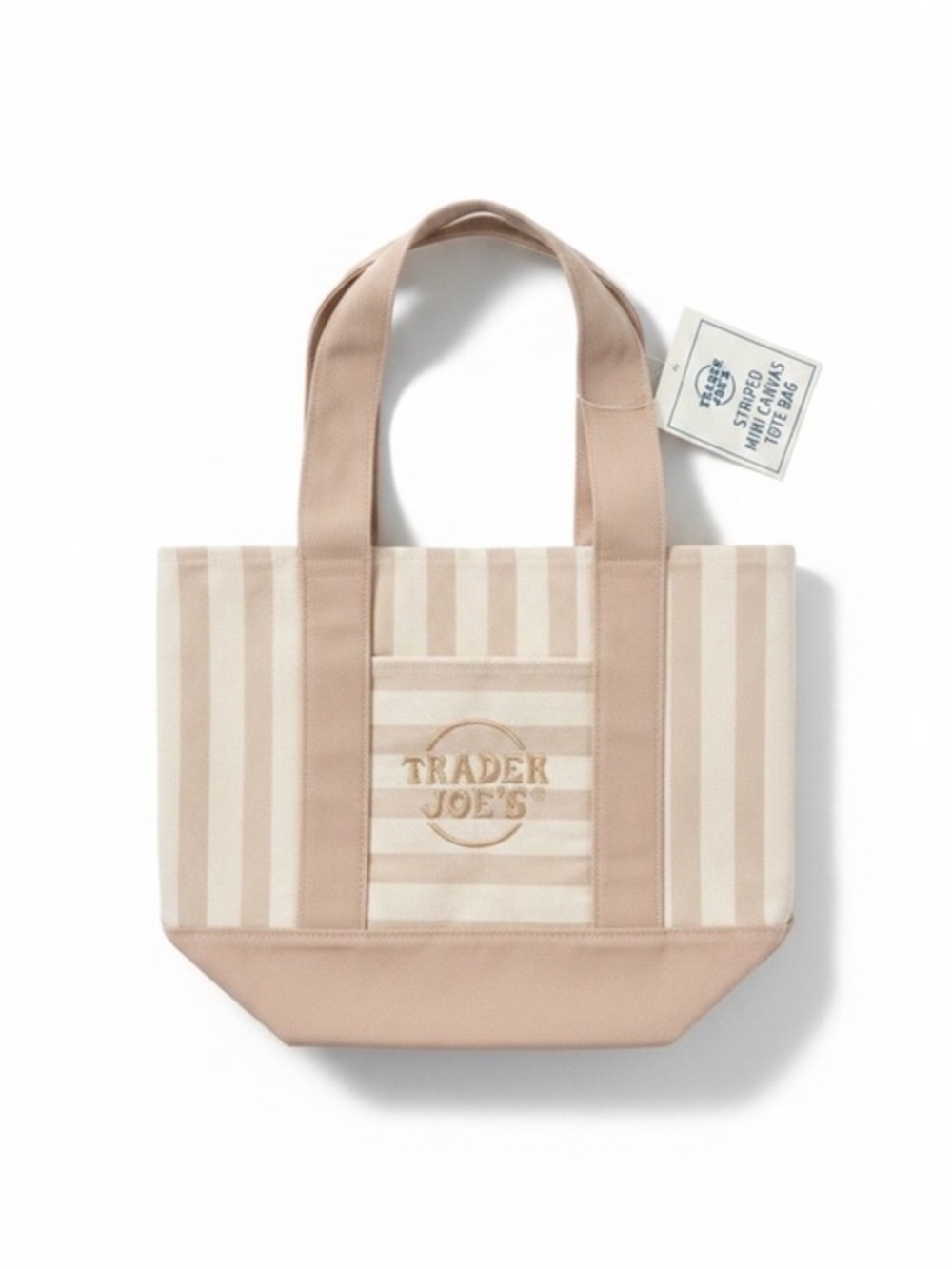 Trader Joe's Beige Striped Canvas Tote